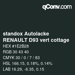 カラーコード: standox Autolacke - RENAULT D93 vert cottage | qconv.com