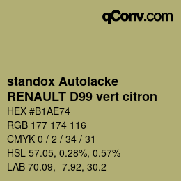 Color code: standox Autolacke - RENAULT D99 vert citron | qconv.com