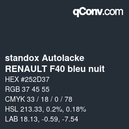 Color code: standox Autolacke - RENAULT F40 bleu nuit | qconv.com
