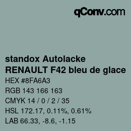 カラーコード: standox Autolacke - RENAULT F42 bleu de glace | qconv.com