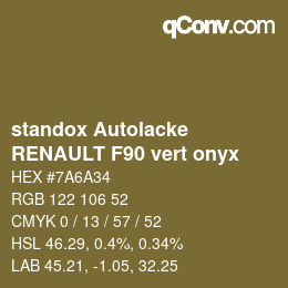 Código de color: standox Autolacke - RENAULT F90 vert onyx | qconv.com