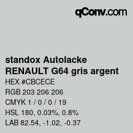 Color code: standox Autolacke - RENAULT G64 gris argent | qconv.com