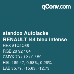 Color code: standox Autolacke - RENAULT I44 bleu intense | qconv.com
