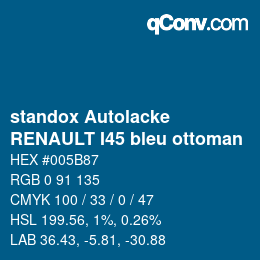 Color code: standox Autolacke - RENAULT I45 bleu ottoman | qconv.com