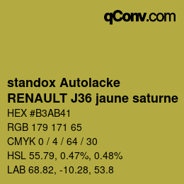 Color code: standox Autolacke - RENAULT J36 jaune saturne | qconv.com