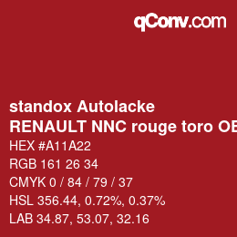 カラーコード: standox Autolacke - RENAULT NNC rouge toro OEM 2006 | qconv.com