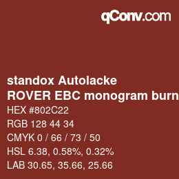 Código de color: standox Autolacke - ROVER EBC monogram burnished OEM 2006 | qconv.com