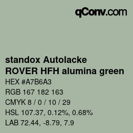 Color code: standox Autolacke - ROVER HFH alumina green | qconv.com