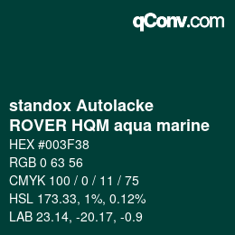 Color code: standox Autolacke - ROVER HQM aqua marine | qconv.com