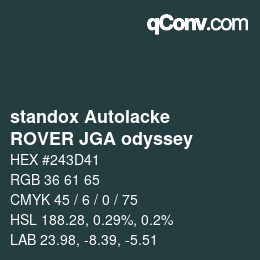 Código de color: standox Autolacke - ROVER JGA odyssey | qconv.com