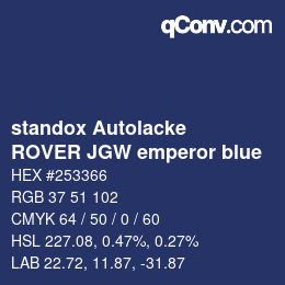 Code couleur: standox Autolacke - ROVER JGW emperor blue | qconv.com