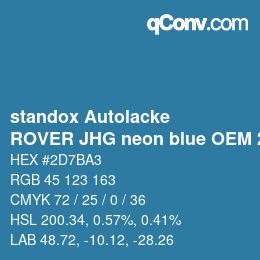 Código de color: standox Autolacke - ROVER JHG neon blue OEM 2005 | qconv.com