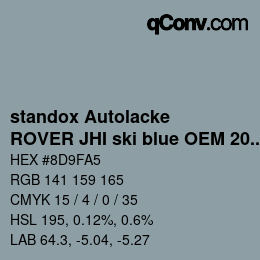 Color code: standox Autolacke - ROVER JHI ski blue OEM 2005 | qconv.com