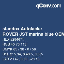 Código de color: standox Autolacke - ROVER JST marina blue OEM 2005 | qconv.com
