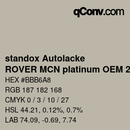 Farbcode: standox Autolacke - ROVER MCN platinum OEM 2005 | qconv.com