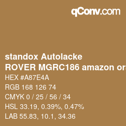 Code couleur: standox Autolacke - ROVER MGRC186 amazon orange OEM 2005 | qconv.com