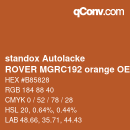 Color code: standox Autolacke - ROVER MGRC192 orange OEM 2005 | qconv.com