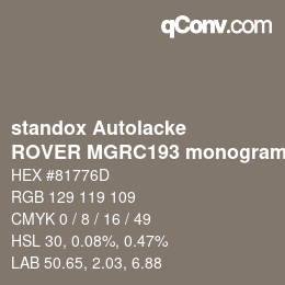 Code couleur: standox Autolacke - ROVER MGRC193 monogram stone beige OEM 2005 | qconv.com