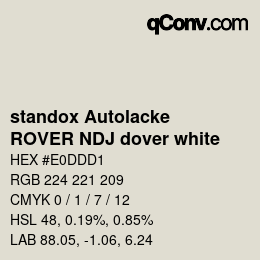 Código de color: standox Autolacke - ROVER NDJ dover white | qconv.com
