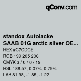 Código de color: standox Autolacke - SAAB 01G arctic silver OEM 2006 | qconv.com