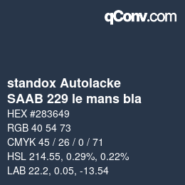 Code couleur: standox Autolacke - SAAB 229 le mans bla | qconv.com