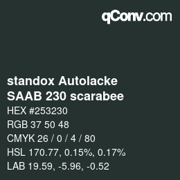Farbcode: standox Autolacke - SAAB 230 scarabee | qconv.com
