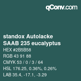 Farbcode: standox Autolacke - SAAB 235 eucalyptus | qconv.com