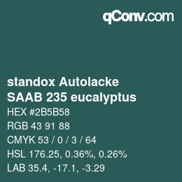 Código de color: standox Autolacke - SAAB 235 eucalyptus | qconv.com