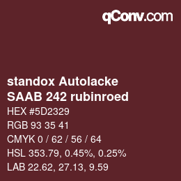 Color code: standox Autolacke - SAAB 242 rubinroed | qconv.com