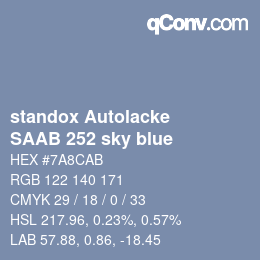 Color code: standox Autolacke - SAAB 252 sky blue | qconv.com