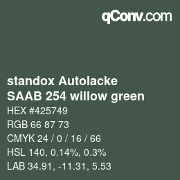 Color code: standox Autolacke - SAAB 254 willow green | qconv.com