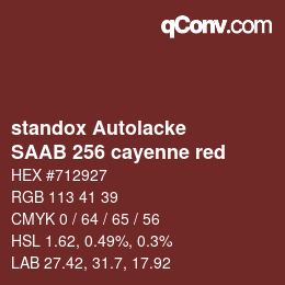 颜色代码: standox Autolacke - SAAB 256 cayenne red | qconv.com