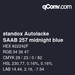 Color code: standox Autolacke - SAAB 257 midnight blue | qconv.com