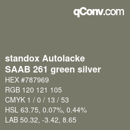 Color code: standox Autolacke - SAAB 261 green silver | qconv.com