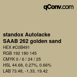 Farbcode: standox Autolacke - SAAB 262 golden sand | qconv.com