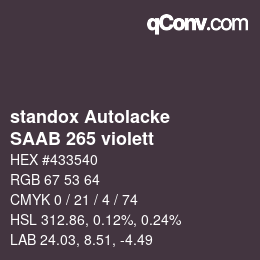 Color code: standox Autolacke - SAAB 265 violett | qconv.com