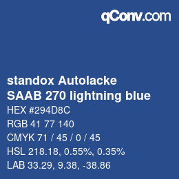 Code couleur: standox Autolacke - SAAB 270 lightning blue | qconv.com