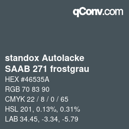 Color code: standox Autolacke - SAAB 271 frostgrau | qconv.com