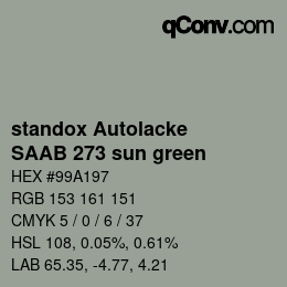 Color code: standox Autolacke - SAAB 273 sun green | qconv.com