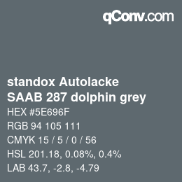 Color code: standox Autolacke - SAAB 287 dolphin grey | qconv.com