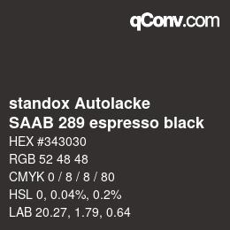 Color code: standox Autolacke - SAAB 289 espresso black | qconv.com