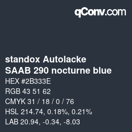 Color code: standox Autolacke - SAAB 290 nocturne blue | qconv.com