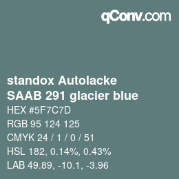 Color code: standox Autolacke - SAAB 291 glacier blue | qconv.com