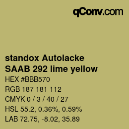 Color code: standox Autolacke - SAAB 292 lime yellow | qconv.com