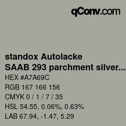 Farbcode: standox Autolacke - SAAB 293 parchment silver OEM 2005 | qconv.com