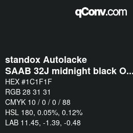 カラーコード: standox Autolacke - SAAB 32J midnight black OEM 2006 | qconv.com