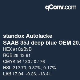 Código de color: standox Autolacke - SAAB 35J deep blue OEM 2006 | qconv.com