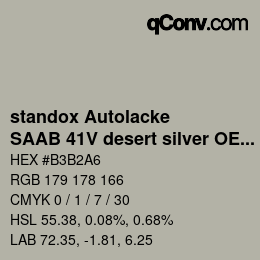 Code couleur: standox Autolacke - SAAB 41V desert silver OEM 2005 | qconv.com