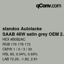 Código de color: standox Autolacke - SAAB 48W satin grey OEM 2006 | qconv.com