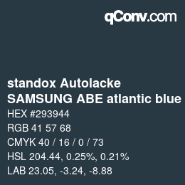 Color code: standox Autolacke - SAMSUNG ABE atlantic blue | qconv.com